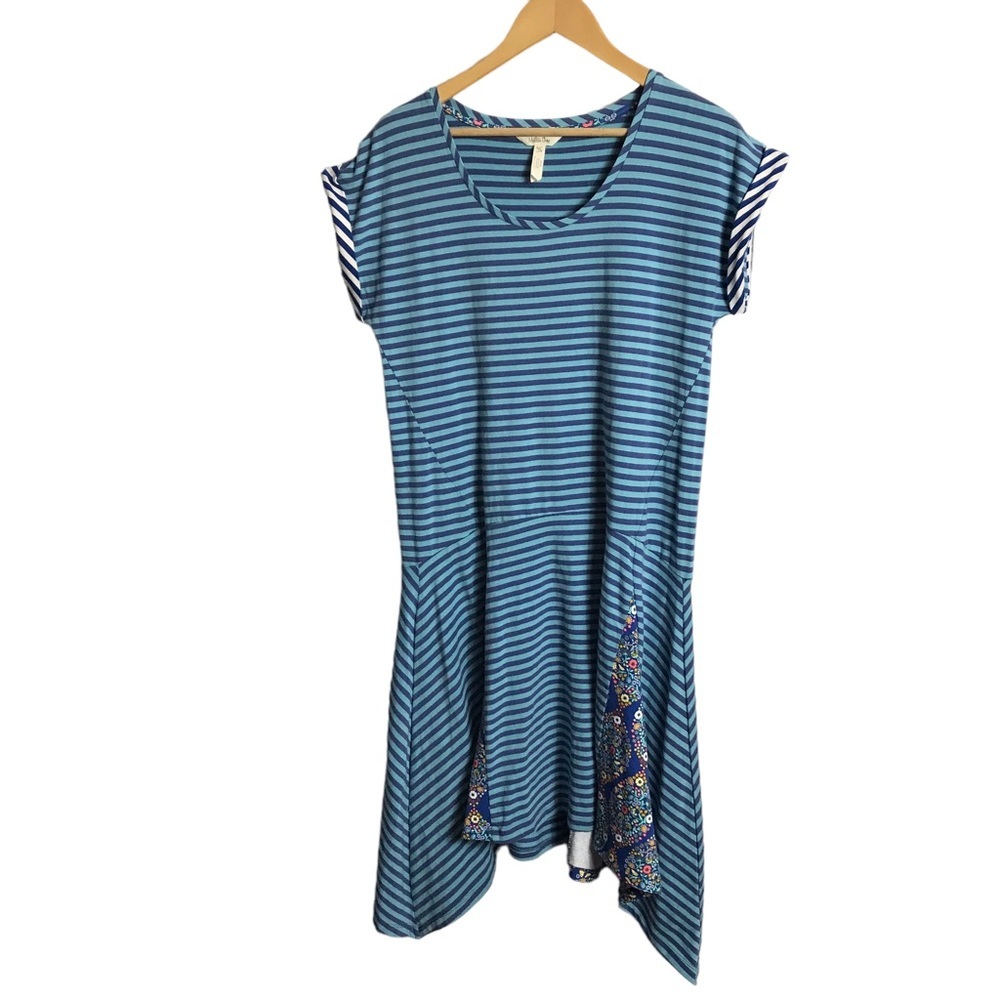 Matilda Jane Blue Stripe Walkabout Sidetail Dress‎ Medium